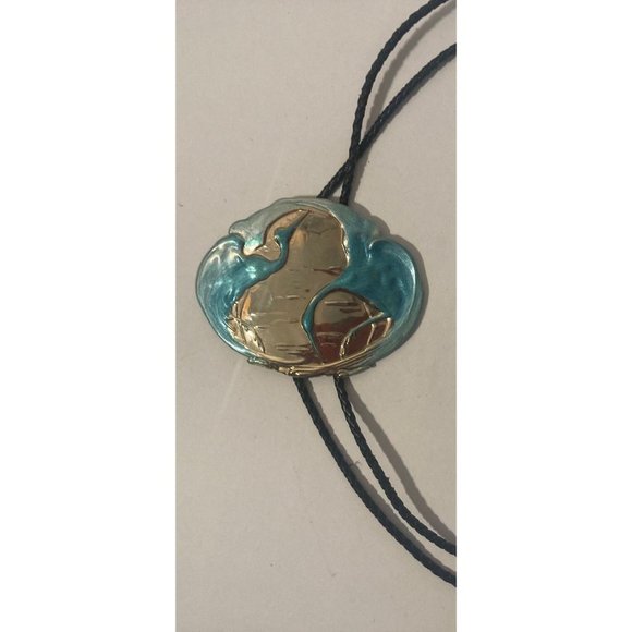 Vintage Metal Bolo Tie, Nice Swan, Goose, Duck Design, Nice Western Design, - Picture 2 of 5